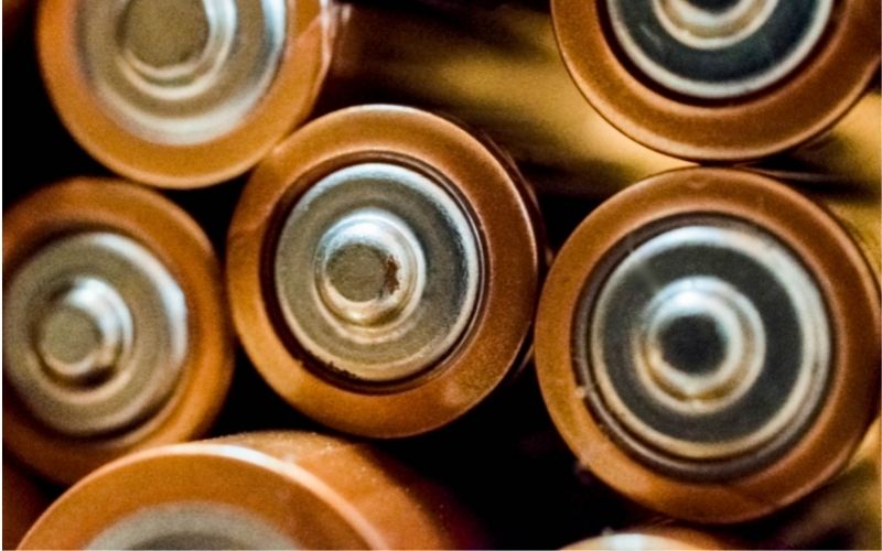 close-up of batteries