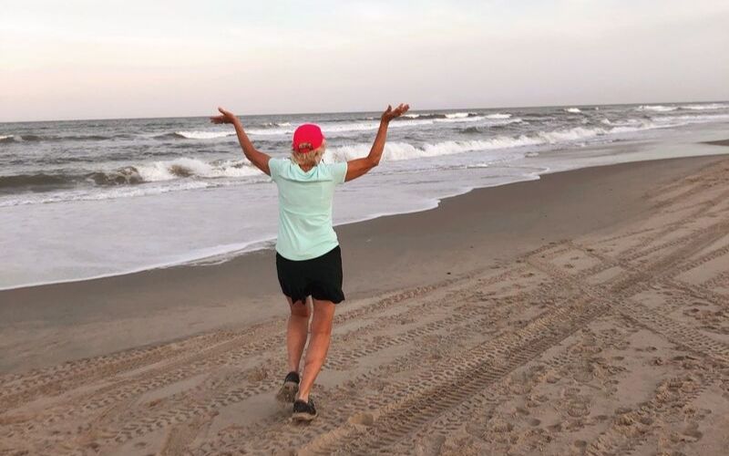 Running on the beach, lifting my hands in praise