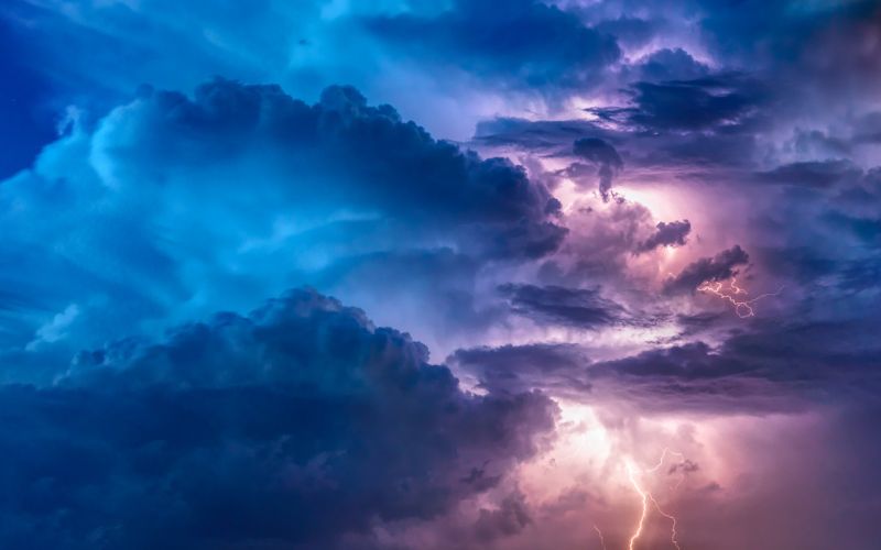 clouds, sunset, and thunderstorm